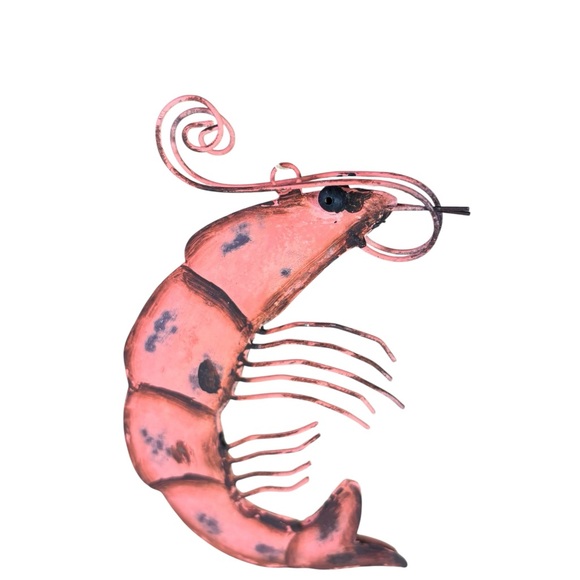 Metal Shrimp Ornament Coastal Christmas Tree Decor - Picture 2 of 6